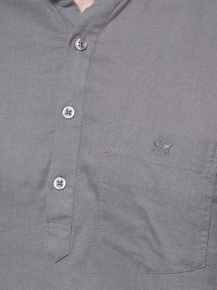 Grey Linen Kurta-Men Kurtas-Crimsoune Club