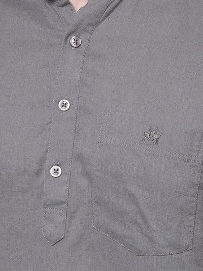 Grey Linen Kurta-Men Kurtas-Crimsoune Club