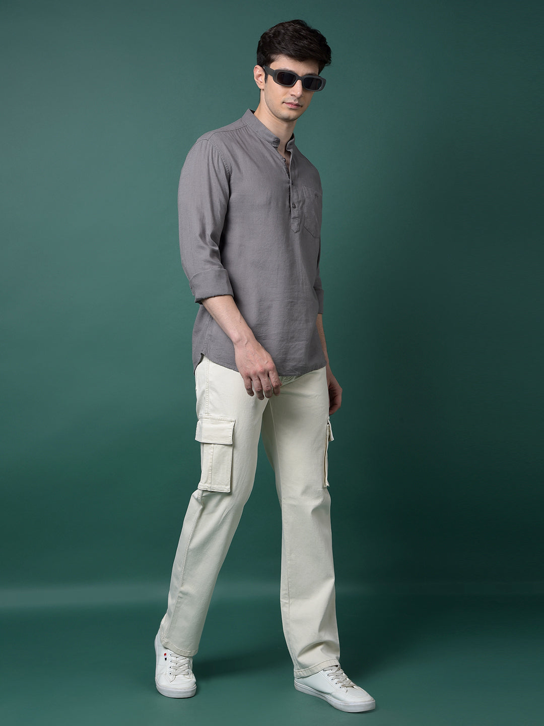 Grey Linen Kurta-Men Kurtas-Crimsoune Club