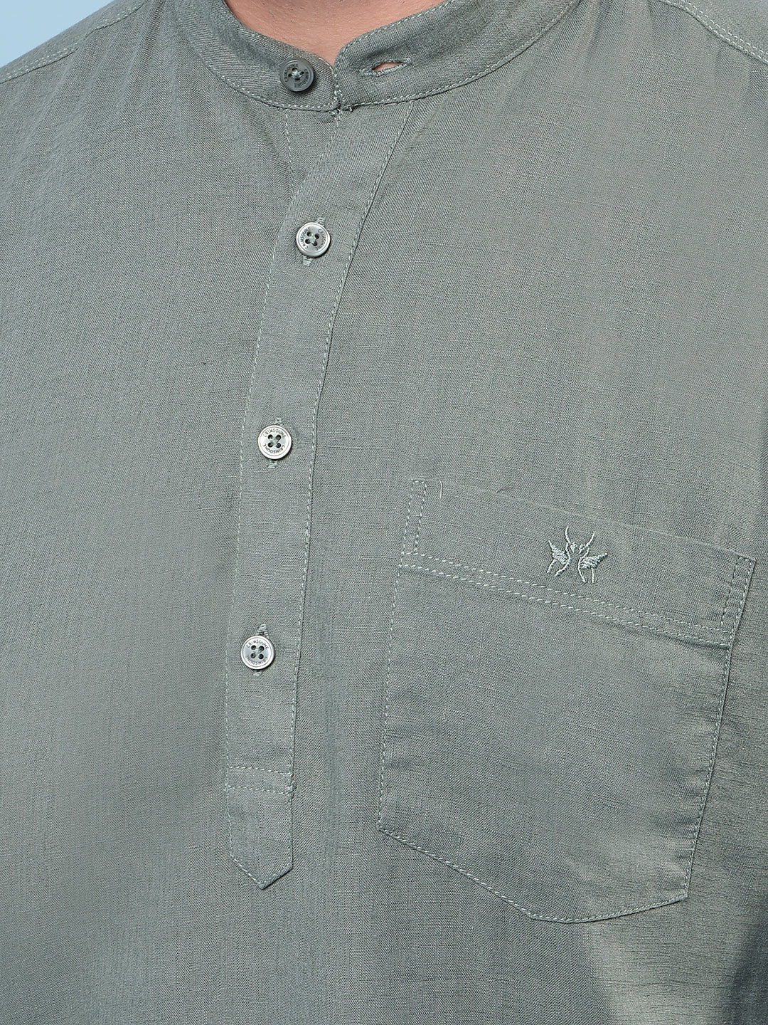 Men's Green Linen Kurta-Men Kurtas-Crimsoune Club