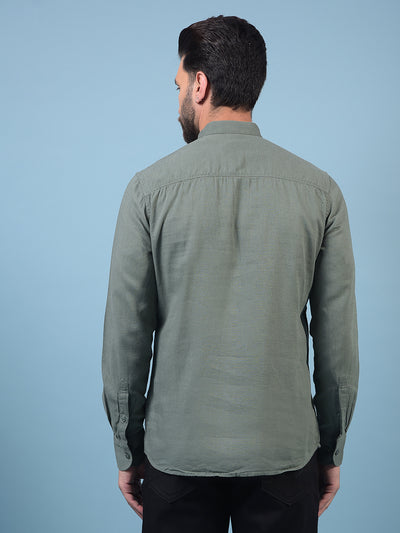 Men's Green Linen Kurta-Men Kurtas-Crimsoune Club