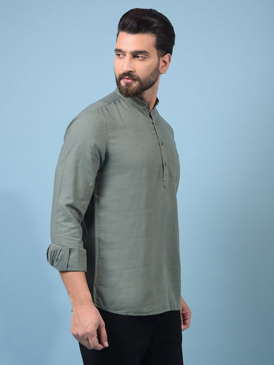 Men's Green Linen Kurta-Men Kurtas-Crimsoune Club