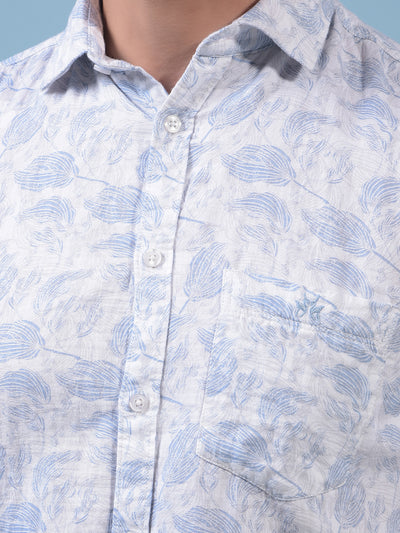Men's Blue Floral Print Shirt-Men Shirts-Crimsoune Club