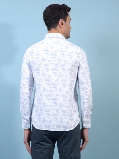 Men's Blue Floral Print Shirt-Men Shirts-Crimsoune Club