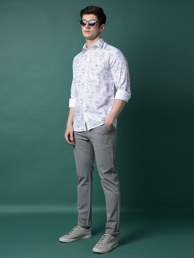 Grey Floral Print Shirt-Men Shirts-Crimsoune Club