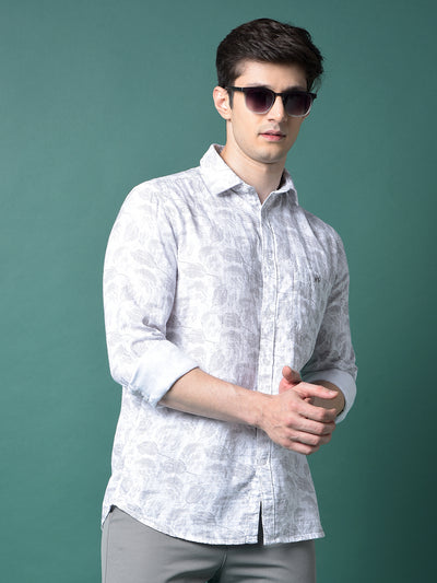 Grey Floral Print Shirt-Men Shirts-Crimsoune Club