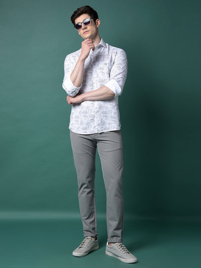 Grey Floral Print Shirt-Men Shirts-Crimsoune Club
