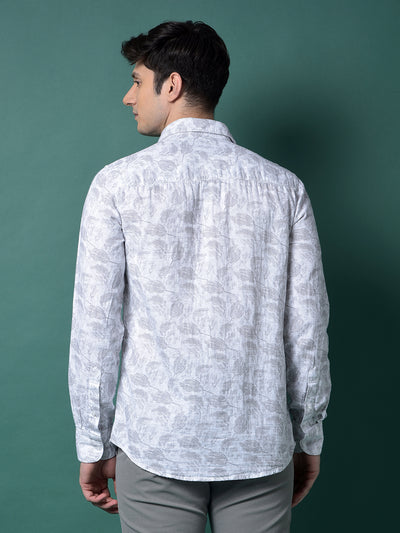 Grey Floral Print Shirt-Men Shirts-Crimsoune Club