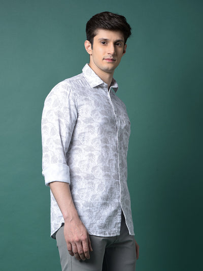 Grey Floral Print Shirt-Men Shirts-Crimsoune Club