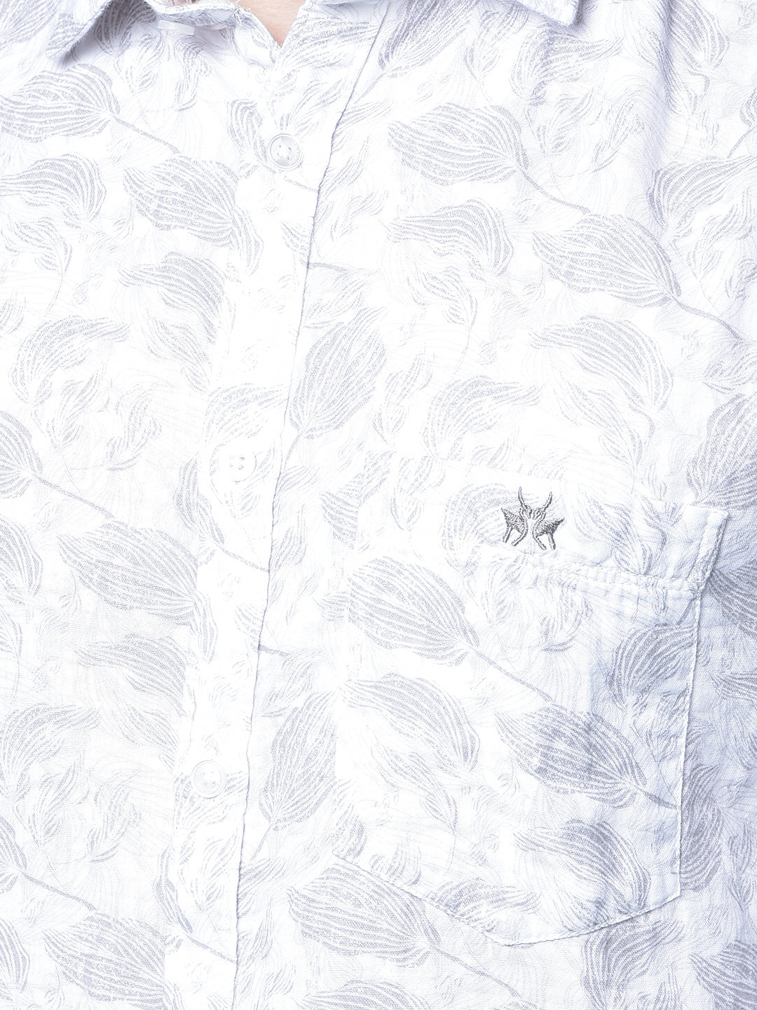 Grey Floral Print Shirt-Men Shirts-Crimsoune Club