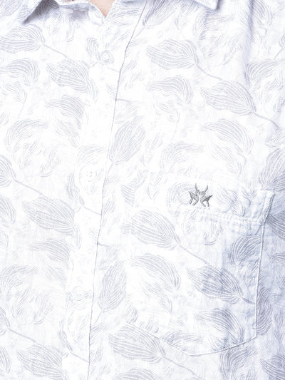 Grey Floral Print Shirt-Men Shirts-Crimsoune Club