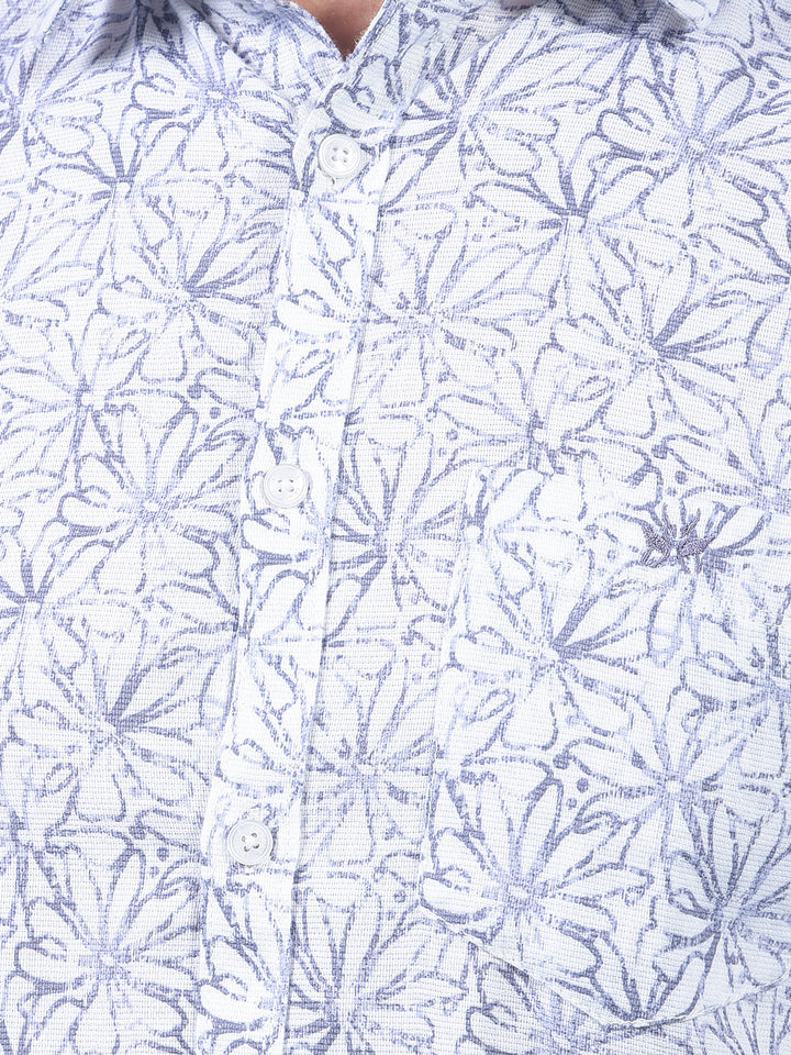 Purple Floral Print 100% Cotton Shirt-Men Shirts-Crimsoune Club