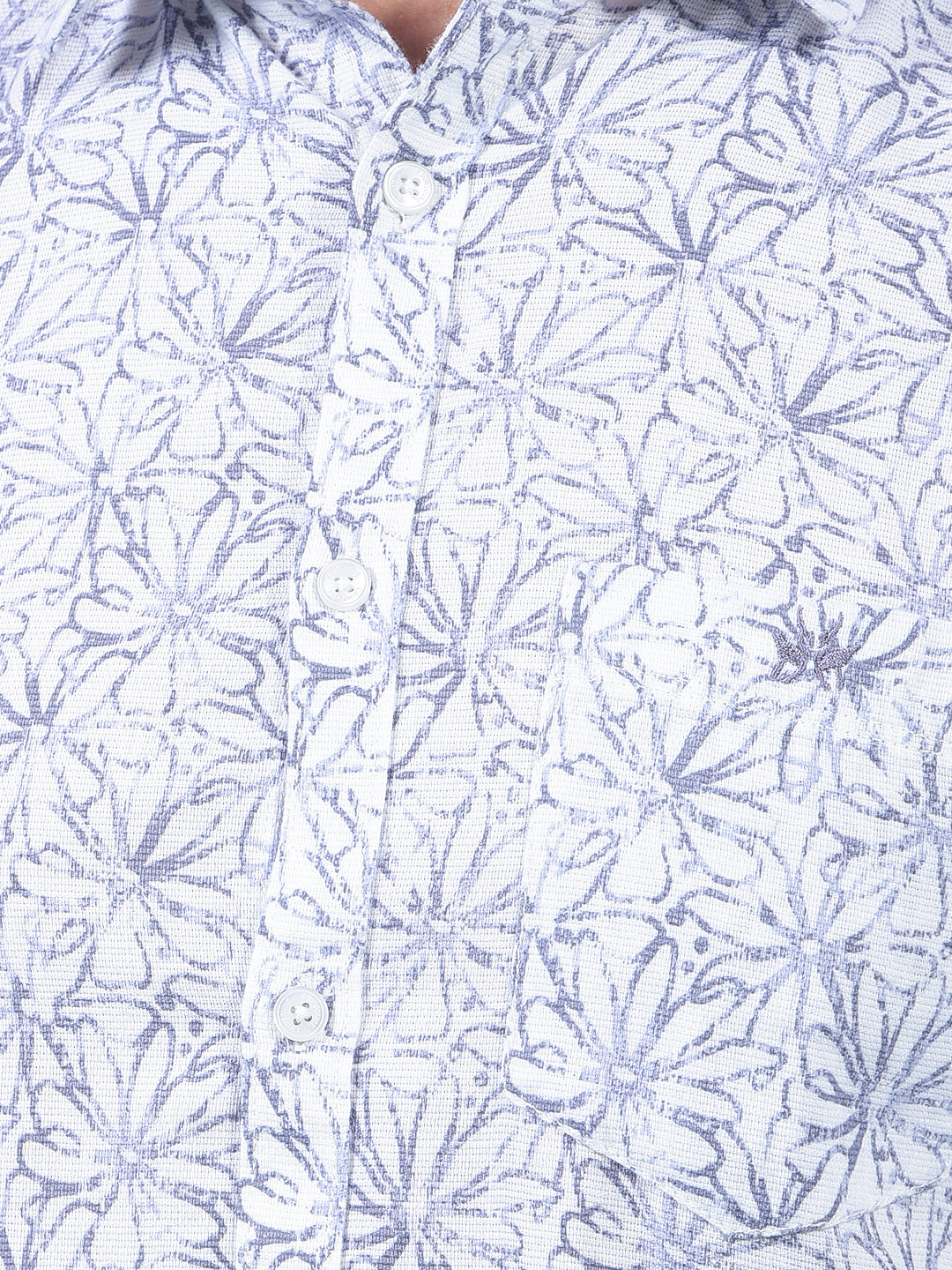 Purple Floral Print 100% Cotton Shirt-Men Shirts-Crimsoune Club