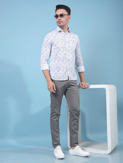 Purple Floral Print 100% Cotton Shirt-Men Shirts-Crimsoune Club