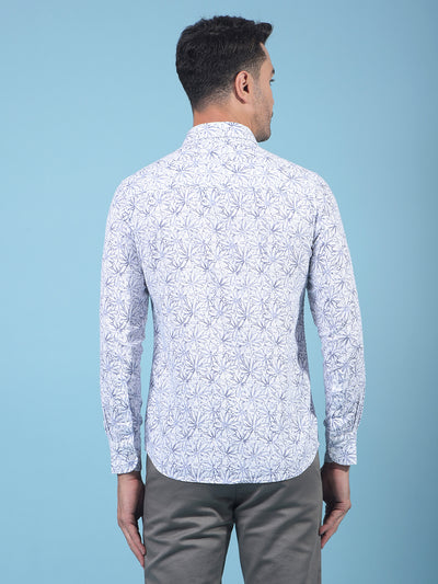 Purple Floral Print 100% Cotton Shirt-Men Shirts-Crimsoune Club