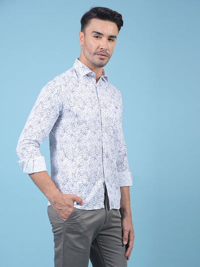 Purple Floral Print 100% Cotton Shirt-Men Shirts-Crimsoune Club