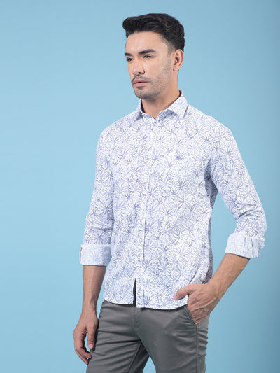 Purple Floral Print 100% Cotton Shirt-Men Shirts-Crimsoune Club