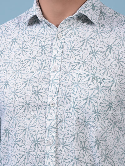 Men's Green Floral Print Shirt-Men Shirts-Crimsoune Club