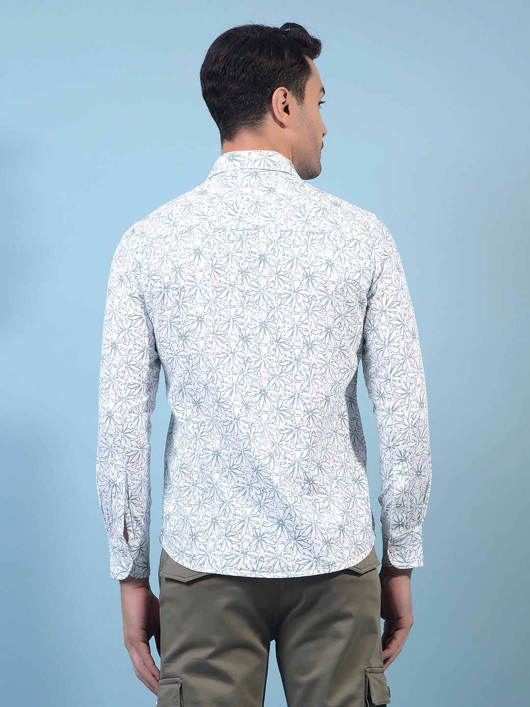 Men's Green Floral Print Shirt-Men Shirts-Crimsoune Club