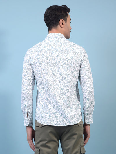Men's Green Floral Print Shirt-Men Shirts-Crimsoune Club