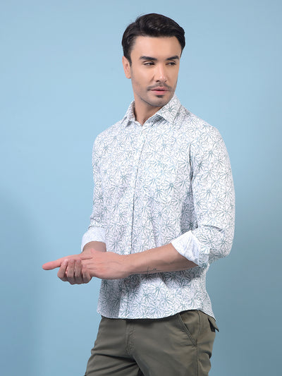 Men's Green Floral Print Shirt-Men Shirts-Crimsoune Club