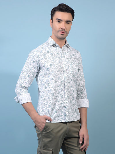 Men's Green Floral Print Shirt-Men Shirts-Crimsoune Club