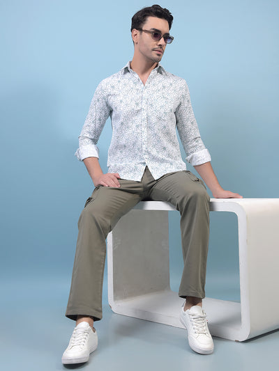 Men's Green Floral Print Shirt-Men Shirts-Crimsoune Club