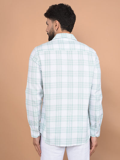 Green Checked Linen Shirt-Men Shirts-Crimsoune Club