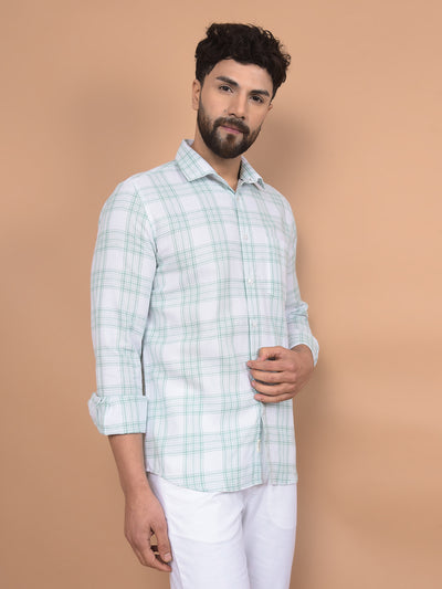 Green Checked Linen Shirt-Men Shirts-Crimsoune Club