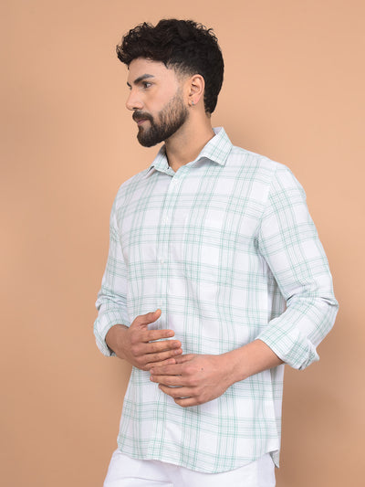 Green Checked Linen Shirt-Men Shirts-Crimsoune Club