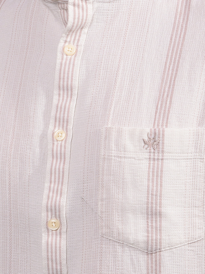 Beige Vertical Stripes Shirt-Men Shirts-Crimsoune Club
