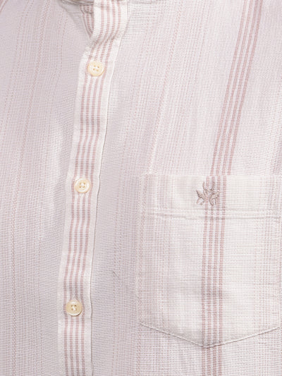 Beige Vertical Stripes Shirt-Men Shirts-Crimsoune Club