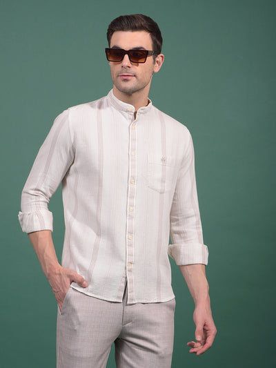 Beige Vertical Stripes Shirt-Men Shirts-Crimsoune Club