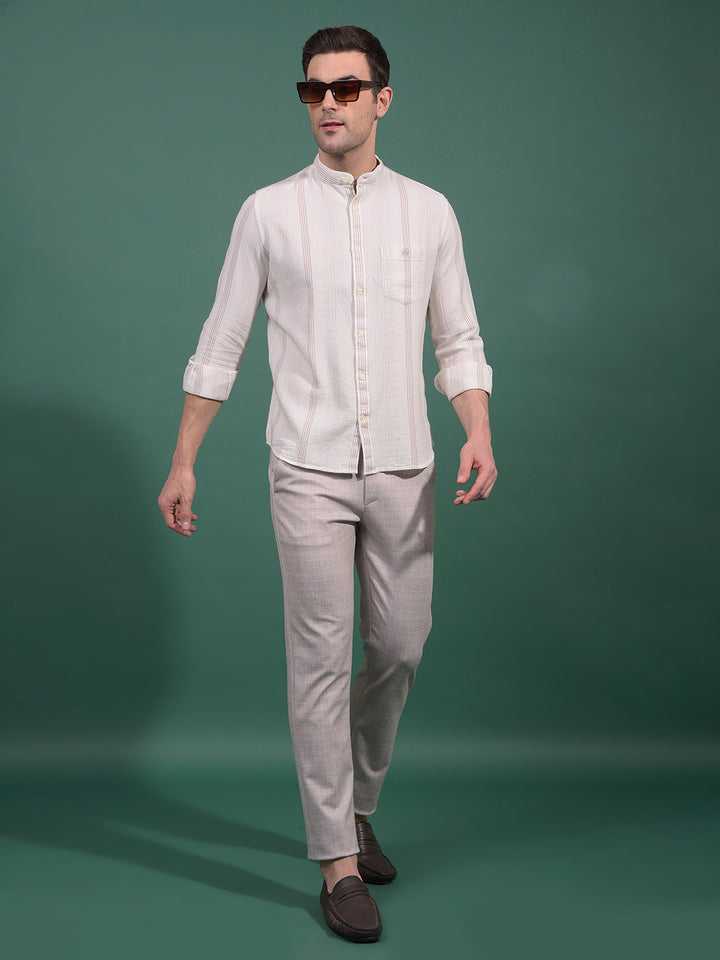 Beige Vertical Stripes Shirt-Men Shirts-Crimsoune Club