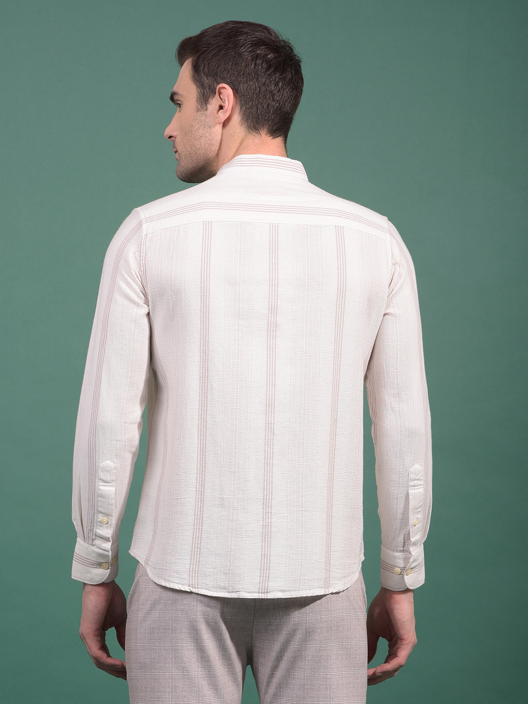 Beige Vertical Stripes Shirt-Men Shirts-Crimsoune Club