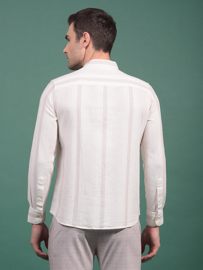 Beige Vertical Stripes Shirt-Men Shirts-Crimsoune Club