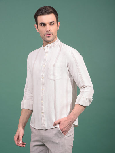 Beige Vertical Stripes Shirt-Men Shirts-Crimsoune Club