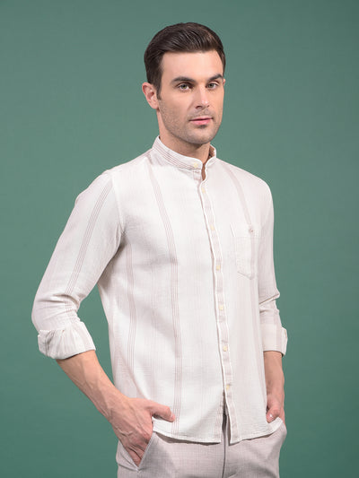 Beige Vertical Stripes Shirt-Men Shirts-Crimsoune Club