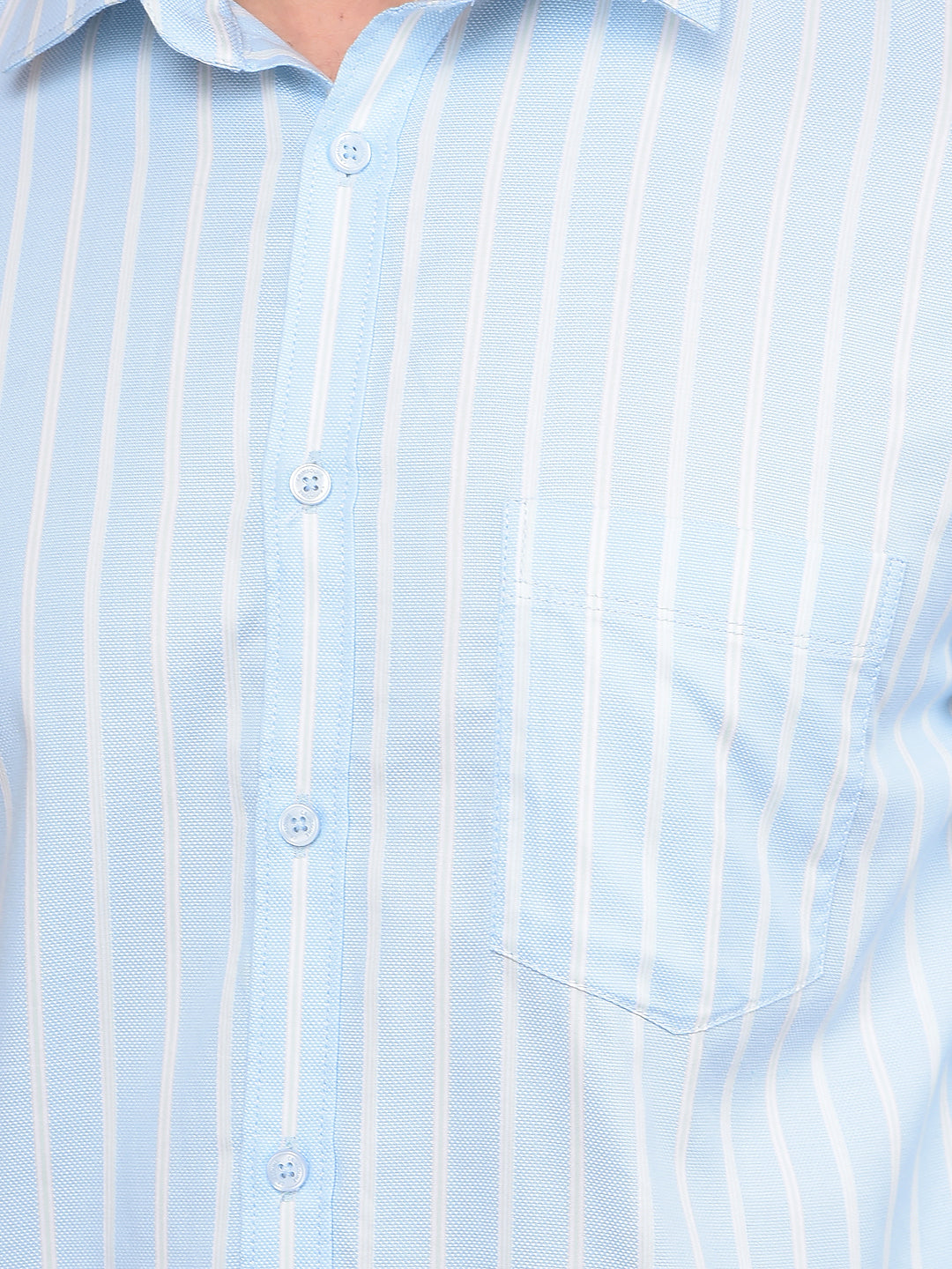 Blue Vertical Stripes 100% Cotton Shirt-Men Shirts-Crimsoune Club