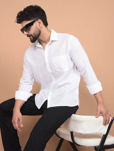 White Linen Shirt-Men Shirts-Crimsoune Club