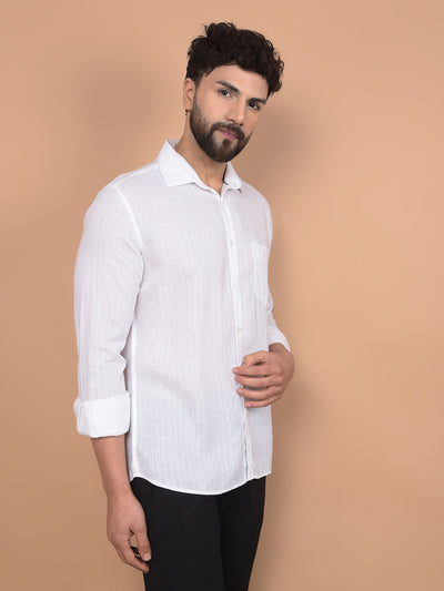 White Linen Shirt-Men Shirts-Crimsoune Club