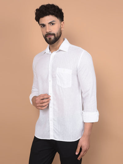 White Linen Shirt-Men Shirts-Crimsoune Club