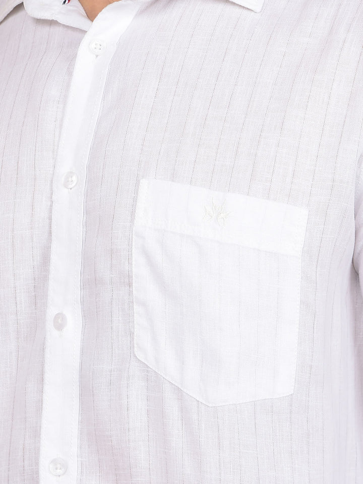 White Linen Shirt-Men Shirts-Crimsoune Club
