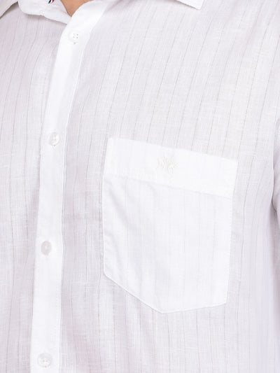White Linen Shirt-Men Shirts-Crimsoune Club