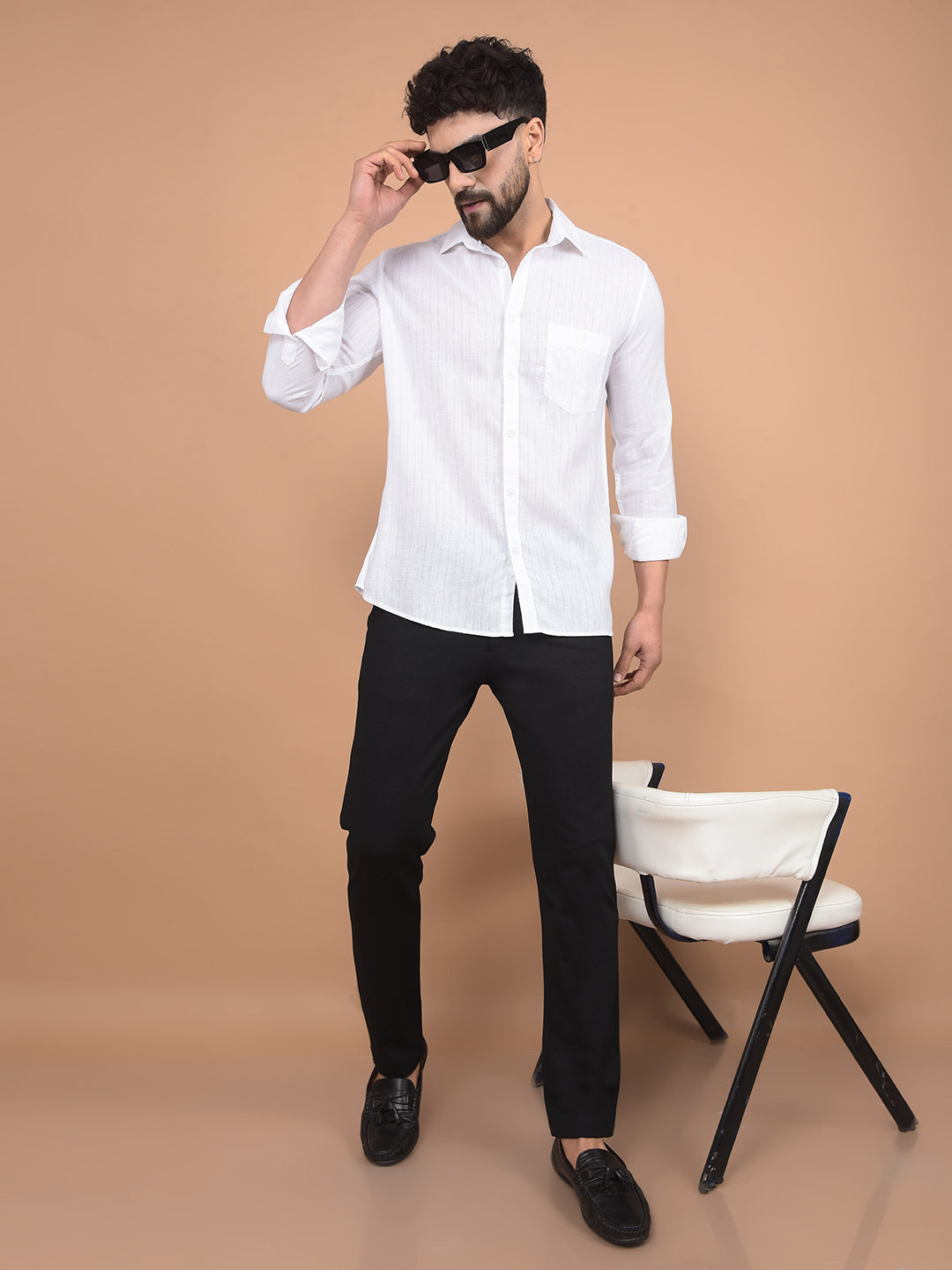 White Linen Shirt-Men Shirts-Crimsoune Club