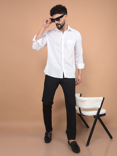 White Linen Shirt-Men Shirts-Crimsoune Club