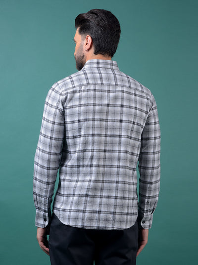 Grey Checked 100% Cotton Shirt-Men Shirts-Crimsoune Club