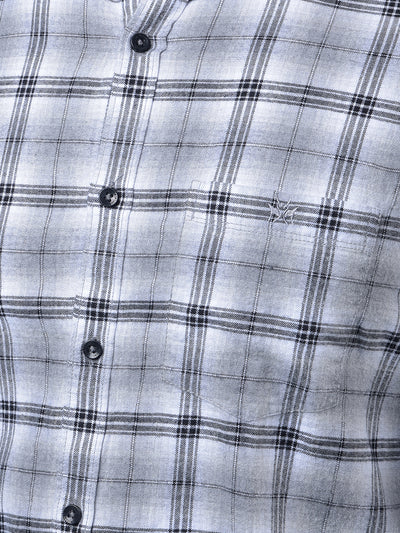 Grey Checked 100% Cotton Shirt-Men Shirts-Crimsoune Club
