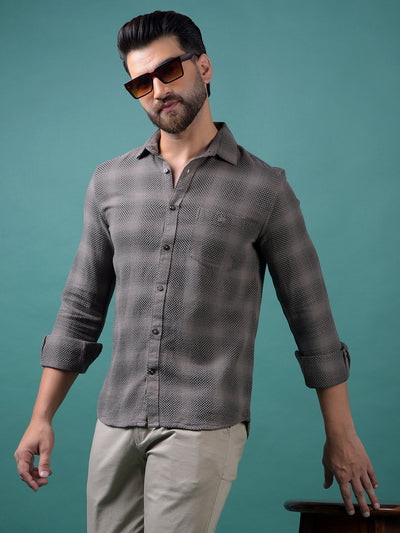Brown Jacquard 100% Cotton Shirt-Men Shirts-Crimsoune Club