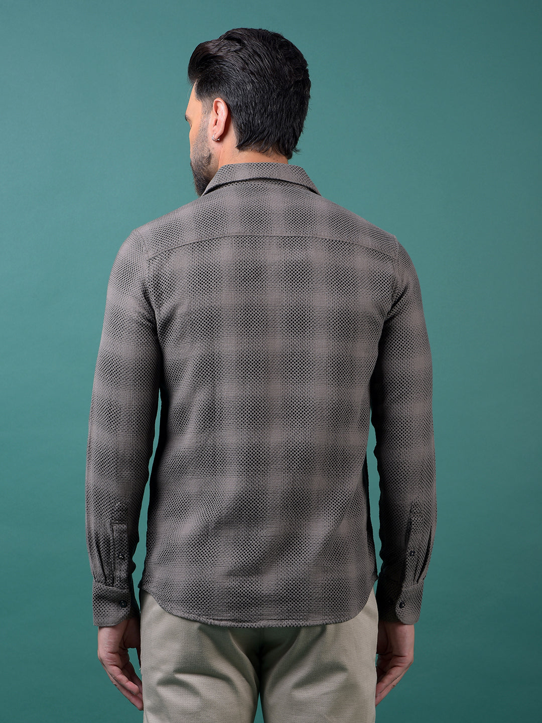 Brown Jacquard 100% Cotton Shirt-Men Shirts-Crimsoune Club